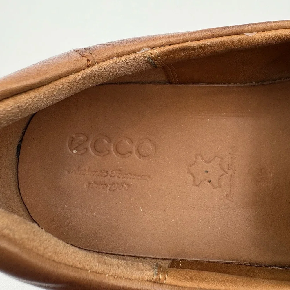 ECCO Holton Mens 44 US 10 Brown Leather Slip On Loafer Apron Toe Dress Shoe